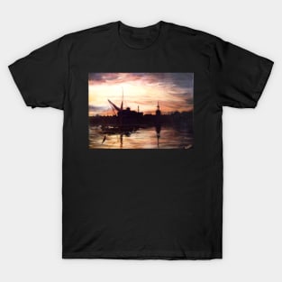 SAILING BARGE PASSING ST MARY'S CHURCH ROTHERHITHE LONDON T-Shirt